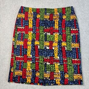 Talbots Petites Knit Pencil Skirt Colorful Woven Print‎ Career Casual 10P